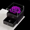 Emballage cadeau conservé véritable Rose éternelle fleur boîte à bijoux romantique pour femme mère elle le jour de la Saint-Valentin anniversaire