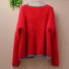 Malhas femininas top mujer feminina moda solta natal vermelha curta de inverno vislmere cardigans mangas compridas angora pêlo suéter casaco jaqueta jaqueta