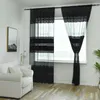 Rideau Lumière Noir Café Voilage Rideaux Pour Salon Chambre Cuisine Maison Décoratif Rayé Voile Semi Tulle Sur Fenêtres Rideaux