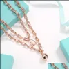 Pendant Necklaces Pendant Necklaces Ball Lock Sweater Chain Doubledeck Design Brand Necklace Gold Sier For Women Jewelry Gift Drop D Dhkfk