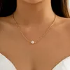 Choker Purui Minimalismus Metall Halskette Kurzkragen Frauen Mode Imitation Perle Anh￤nger Charm Hochzeitsfeier Schmuck