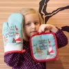 Christmas Decorations Gloves Oven Mitts Set Merry For Home Decor Xmas Ornaments Navidad Year 2023