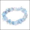 Bracelets de charme bracelets de charme bracelet en pierre de gemme naturelle pour femmes couple Irregar Gravel Crystal Chip Leads Aquamarines Turquo Dh18f