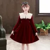 Girl's Dresses Girl Long Sleeve Kids Clothing Korean Teens Party Princess Spring Children Christmas Red Black 4-14Y 221110