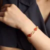 Link Bracelets 2022 Fashionable 925 Sterling Silver Auspicious Red Bracelet Women Inlaid Agate Vintage Plum Blossom Jewelry