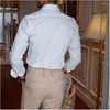 Men's Polos Italian-style Windsor One-collar Three-dimensional Large Pointed Collar Slim Long-sleeved Shirt White