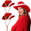 Berets Unisex Weihnachten Cowboy Caps Rot Cowgirl Hut Für Frauen Mädchen Tiara Fedoras Hüte Urlaub Kostüm Party Feder Rand Fedora Kappe