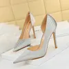 Dress Shoes 2023 Spring Women Green 10.5cm Thin High Heels Pumps Designer Sexy Club Stiletto Prom Wedding Bridal Plus Size