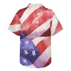 Mäns casual skjortor Forudesigns American Flag Print Fashion Hawaiian Men skjorta 4 juli Cool Slå ner krage kort ärm sommarparad