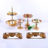 Bakeware Tools 6PC Crystal Metal Wedding Cupcake Stand Rack Holiday Party Display Tray Cake Plate