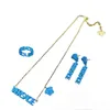 Mode basilisk medusa färgglada bokstäver hänger kvinnors armband halsband stud örhänge set mässing färg emaljplätering lad3019