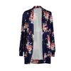 Kvinnans jackor Kvinnor öppnar Stitich Top Floral Thin Coat