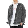 Men's Jackets Spring And Autumn 2022 Men's Washed Denim Jacket Three-Dimensional Letter Steel Seal Loose Two-Color Top