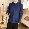 Men's Casual Shirts Men Clothing 2022 Men's Classic Solid Color Shirt Large Size Stand Collar Tang Suit Long Sleeve Business Chinese Top