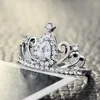 Wedding Rings Classical Crown For Women Crystal Rhinestones Rose Gold Luxury Engagement Promise Jewelry Accessories