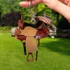 Keychains Creative Acrylic Horse Saddle Keyring Men Women Vintage Car Keychain Bag Backpack Ornament Pendant Key Chain Ring Cowboys Gifts