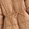 Femmes vers le bas 2022 hiver nœud papillon taille élastique à capuche manteau femme décontracté à manches longues rembourré veste mode femmes solide Parka