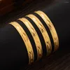 Bangle 24k 65MM Dubai Wedding Bangles For Women Ethiopian Jewelry Gold Color Bracelets Birthday Gifts