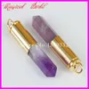 Collane con ciondolo 2Pc Nature Crystal Gems Point Hexagon Quartz Druzy Real Casing