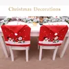 Housses de chaise année 2022 noël père noël coton couverture Table chapeau rouge dos Xman décorations pour la maison 60 cm X 49 cm