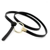 Cinturones de cuero delgado PU para mujeres de color caramelo cintura femenina cintura cintura ceintura femme cinturones para mujer