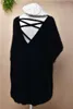 女性のセーター女性女性ファッションブラックバックレスセーターヘアリーミンクカシミアニットOネックロングバットウィングスリーブルーズプルオーバーアンゴラ