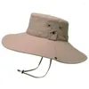 Bandane 2 Cappello da alpinismo in tessuto impermeabile da uomo Cappellino da sole anti-UV maschile Berretto da pesca all'aperto Cappellini a tesa larga Secchio Boonie