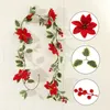 Decoratieve bloemen 200cm kunstmatige hulstbladeren vrolijk kerstfeest rode bessen wijnstok diy xmas boom slinger krans hangend ornament voor huis