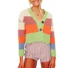 Cardigan da donna a maniche lunghe casual da donna 2022 inverno primavera colore a contrasto stile corto maglione cappotto lavorato a maglia monopetto