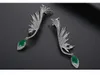 أقراط ظهورها 2022 Ins Green Zircon Ear Cuf Clips Hight Women's Home Gight Jewelry Feather Clip Clip Eponring Accessorie