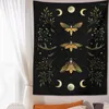 Tapestries Maanfase Tapijtwand hangende vintage gooonlight groen olijfblad zwarte gooi deken deken huisdecor slaapkamer kunst