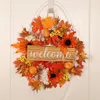 Decorative Flowers Artificial Garland Warm Yellow Sunflower Pumpkin With Lights Halloween Thanksgiving Fall Farmhouse Yard Front Door