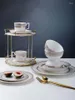 Din sets Sets Alnend Luxury Serving Cake Dessert Plate Rack Set Decoratief voor bruiloftsfeestdinplaten Rice Bowl Soup