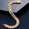 Link Armbänder 12mm Männer Frauen Miami Square Lock Diamant Kralle Set Hip Hop Schmuck Kubanisches Armband
