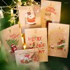 Present Wrap 24sets God jul Kraft Paper Bags Santa Claus Snowman Holiday Party Favor Bag med klistermärken