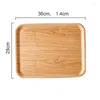 Plates FANCITYSaucer Wooden Salad Plate Tea Fruit Japanese Rectangle Home Living Room Set