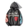 Felpe con cappuccio da uomo Harajuku Graffiti Lucky Me I See Ghosts Letter Felpe invernali Felpa con cappuccio da uomo e da donna Abbigliamento unisex oversize Hip Hop