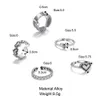 Punk Love Heart Ring Set 5pcs Personality Temperament