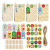 Cadeau Wrap Compte à rebours de vacances au calendrier de l'Avent de Noël Sacs en papier Kraft Party Favor Pack Pack Set Cookies Pouch Fournitures