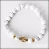 Braccialetti con ciondoli Braccialetti con ciondoli Perline in pietra naturale Bracciale con testa di Buddha in oro Occhio di tigre Braccialetti con perline Yoga Per uomo Donna Amico Gif Dhbjy