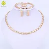 Wedding Jewelry Sets Fashion African Beads Set Exquisite Flash Dubai Gold Color Necklace Nigerian Bridal Wholesale 221109