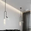 Kolye lambaları Modern kapalı başucu yatak odası LED hafif yaratıcı lamba yemek odası avize mutfak siyah altın asma aydınlatma