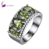 Wedding Rings Engagement Ring Fashion Jewellery Green Cubic Zirconia Silver Color Overlay For Women Size 6 7 8 9 AR2033