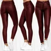 Kvinnors byxor capris pu läder svart sexig stretch bodycon byxor hög midja lång casual penna plus storlek s 3xl 221110