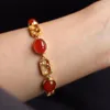Link Bracelets 2022 Fashionable 925 Sterling Silver Auspicious Red Bracelet Women Inlaid Agate Vintage Plum Blossom Jewelry