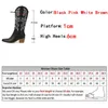 Stiefel Liyke Herbst Winter Mode Gestickte Western Cowboy Stiefel Frauen Leder Spitze Zehen Niedrigen Hoof Heels Slip Auf Knie Hohe schuheG221111