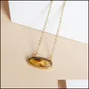 Collares colgantes Duzzy Crystal Piedra natural Collar colgante de oro Estilo ovalado Amethyst Rose Quartz Chakra Healing Joyer￭a para DHO9L