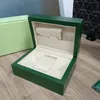 L Rolex Luxe Hoge laag Kwaliteit Wachtboxen Cases Perpetuale groene houten dozen voor 116660 126600 126710 126711 116500 116610 Horloges Accessoires