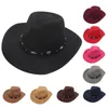 Berets Bowler Hat With Belt Buckle Western Style Love Top Broadside Wide Brim Head Protection Cowboy Dress Up Hats Block Cowgirl