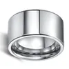 Eenvoudige 10 mm brede grote titanium stalen gezichtsring voor mannen Super brede zilveren kleur mannen grote vingerringen bruiloft sieraden